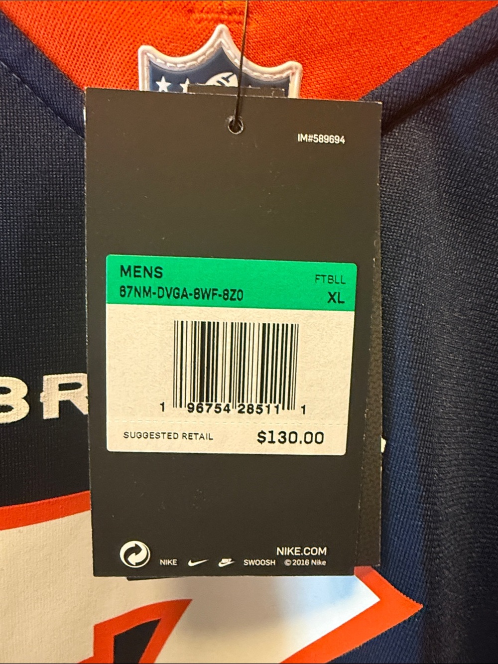NFL Navy and Orange Team Jersey with Tag - Picture 5 of 5